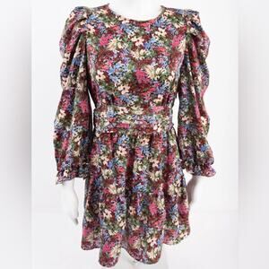 Zara Pink & Blue Floral Ruffle Cottagecore Mini Dress Size Small